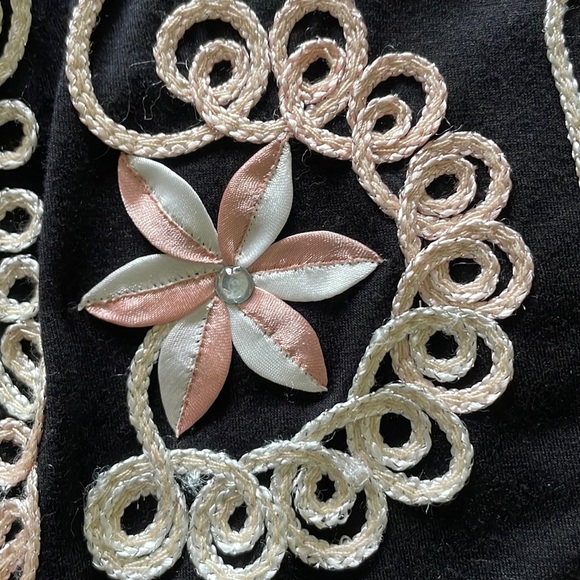 Object D'art Black Short Sleeve Embordered Jacket with Top Button Closure - Picture 6 of 6